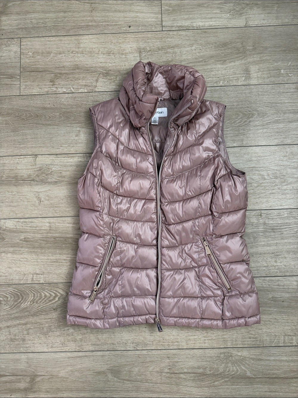 Calvin Klein Rose Taupe Quilted Puffer Vest